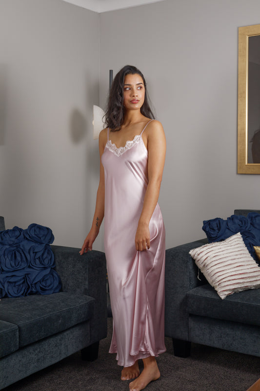 Long Silk Lace Chemise - Carmen Kirstein Designer Sleepwear