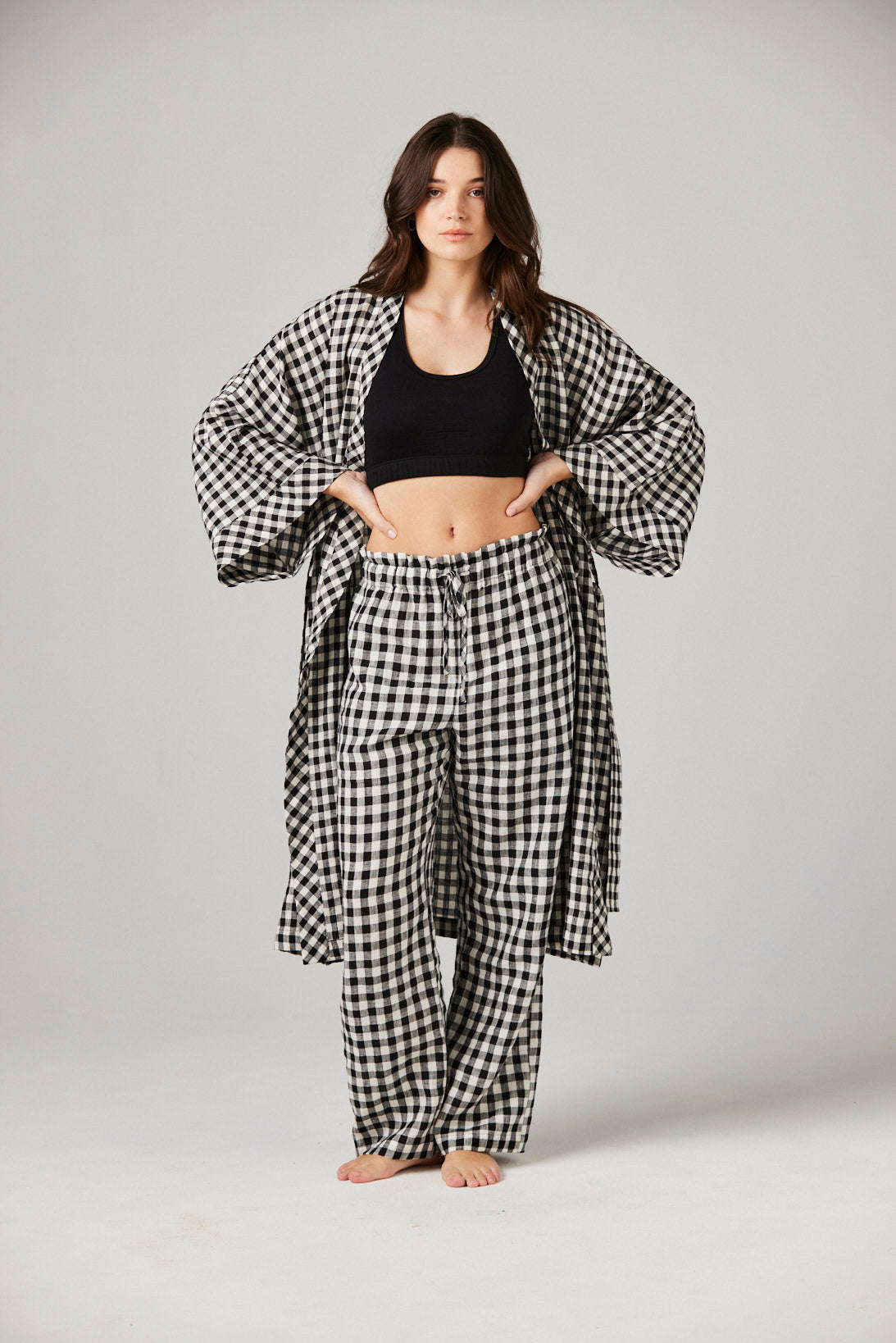 Cleo Linen Pyjama Shirt - Check