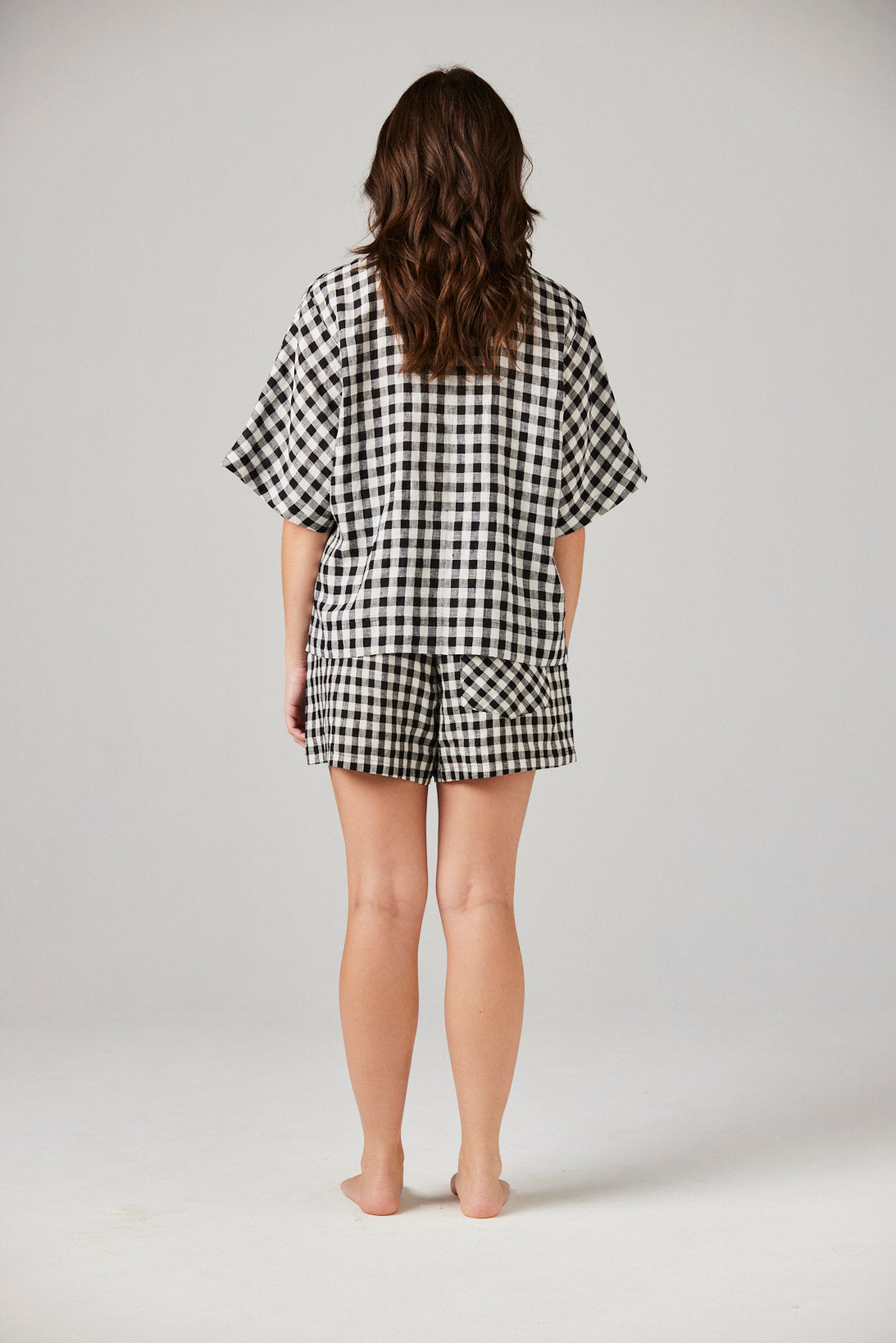 Cleo Linen Pyjama Shirt - Check