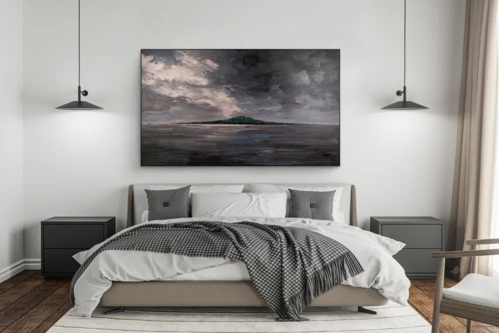 Rangitoto by night - oil painting