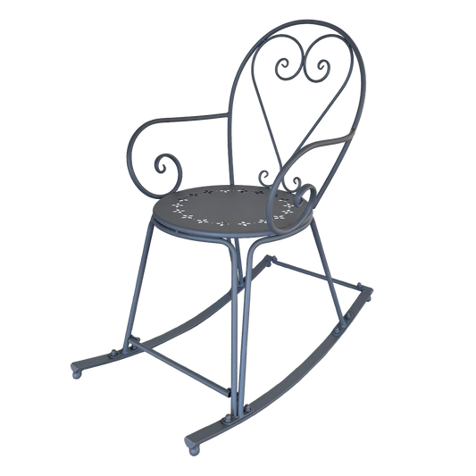 Decorative metal rocking chair on a white background