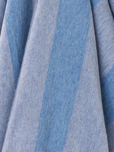 Close-up of blue stripe merino throw