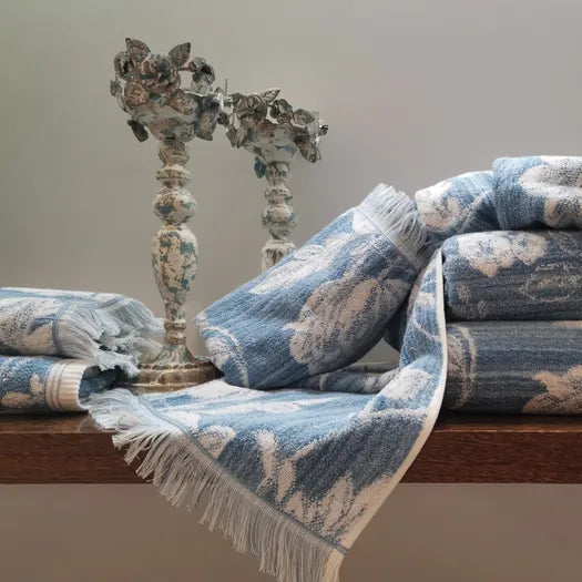 WSL Spring Blue Fringe Bath Towel Set