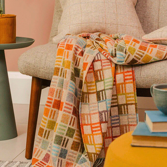 Ribbon Multi Beige Merino Wool Throw