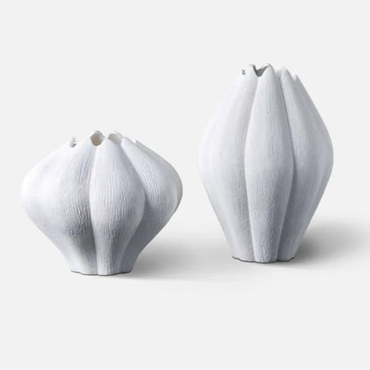 Celeste ceramic vases in 2 sizes with an organic, sculptural pod design