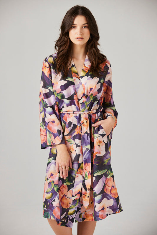 Chloe silk floral robe