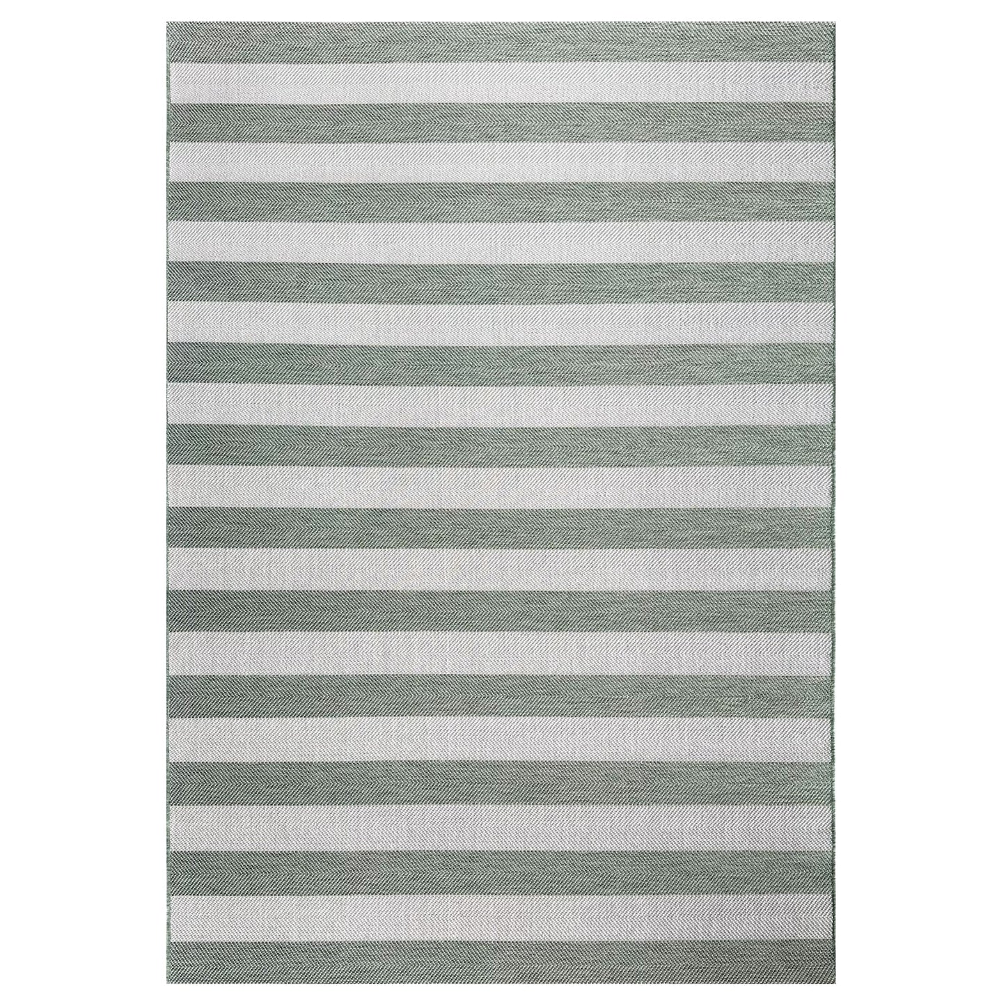 Striped rug with alternating light and dark gray stripes on a white background