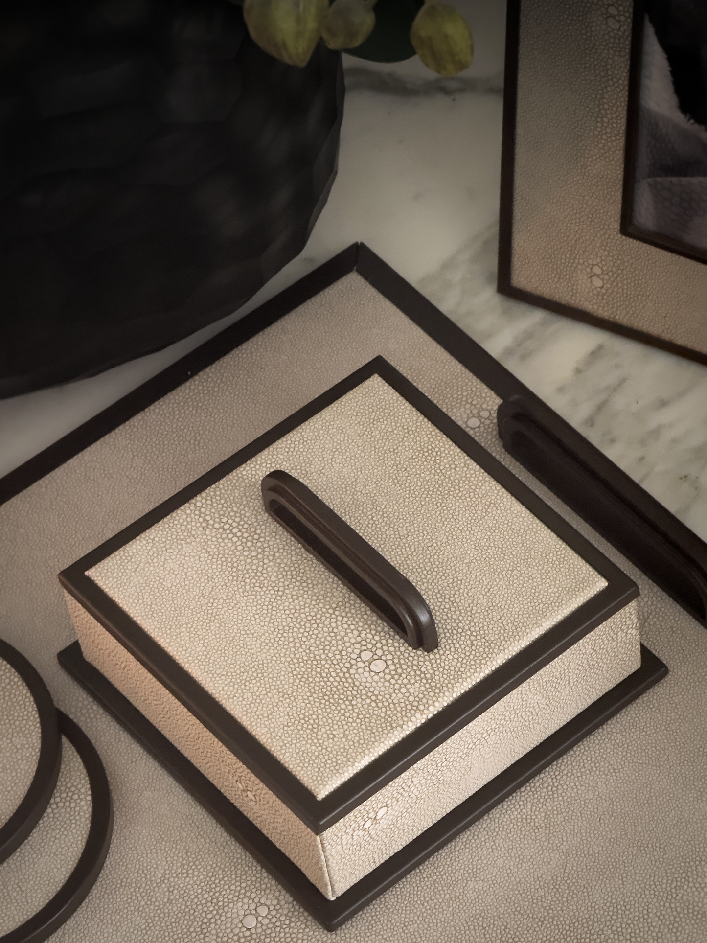 Ecru Shagreen Decorative Box - Addison Ross