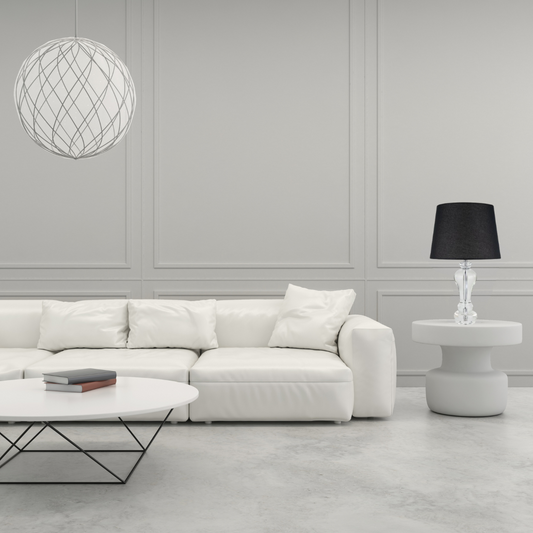 Emma crystal table lamp in white lounge