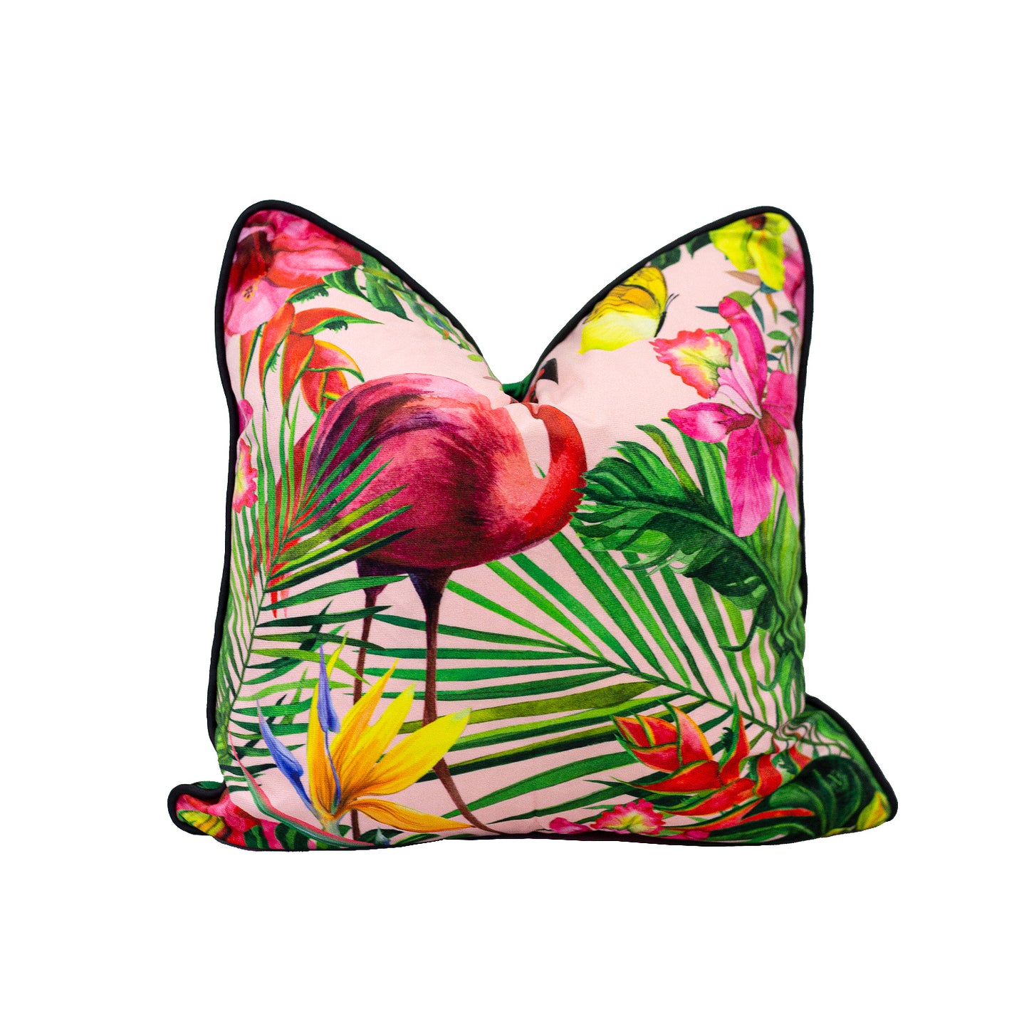 Fabulous Flamingo Velvet Cushion - Victoria Jane