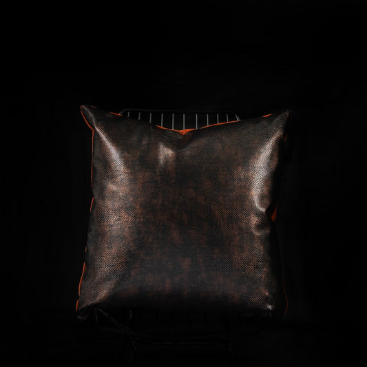 Lizard Faux Leather Cushion - Volcano