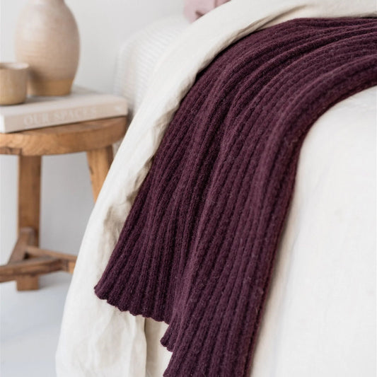 Ribbed NZ Wool Throw Blanket