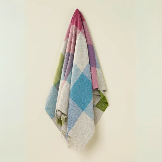 Multi coloured large block pattern throw hanging