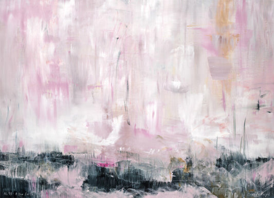 Abstract art with pink, white, and black brush strokes