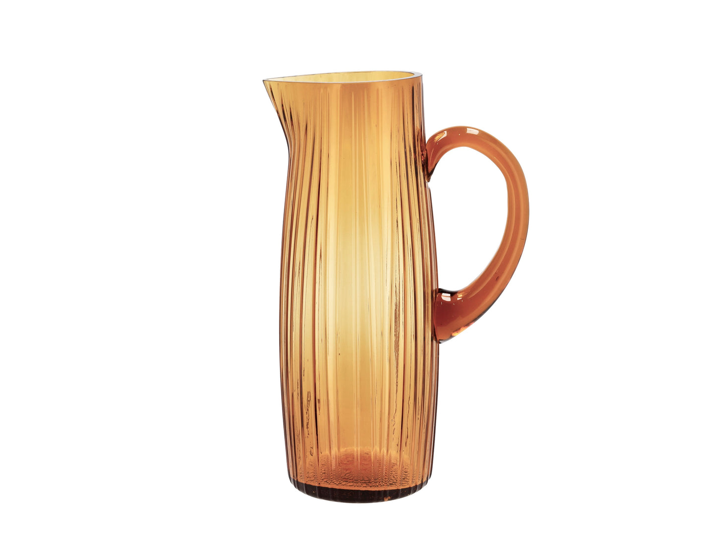 Amber glass pitcher on a white background