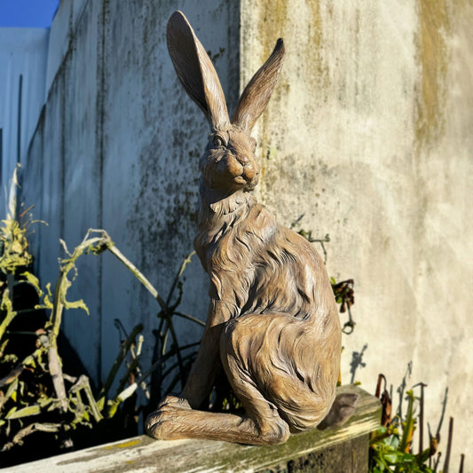 Walnut Country Hare Statue - Standing Earth
