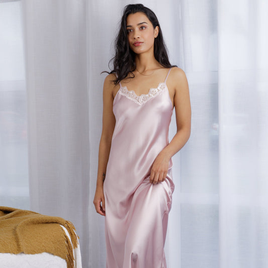 Long Silk Lace Chemise - Carmen Kirstein Designer Sleepwear