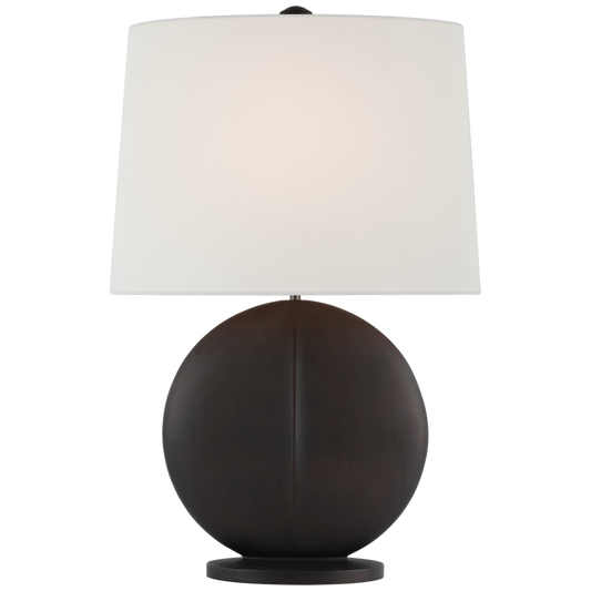 Mariza Table Lamp with round black base and white shade