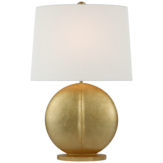 Mariza round table lamp in gold, manufacturer AERIN
