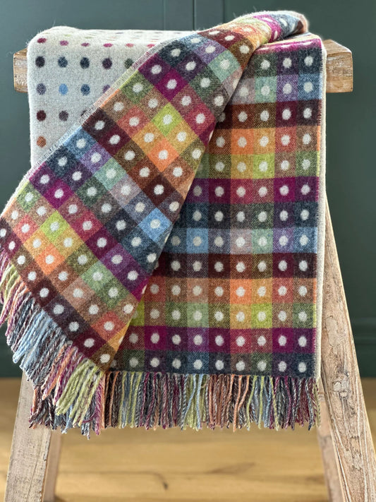 Multi Spot Beige Merino Wool Throw