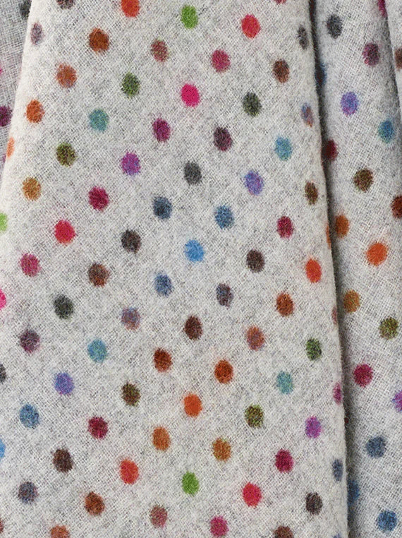 Multi Spot Grey Merino Wool Throw