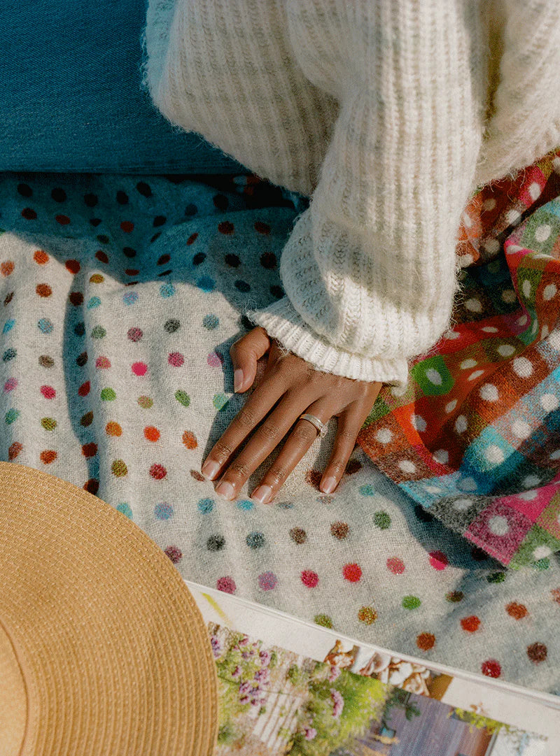 Multi Spot Grey Merino Wool Throw