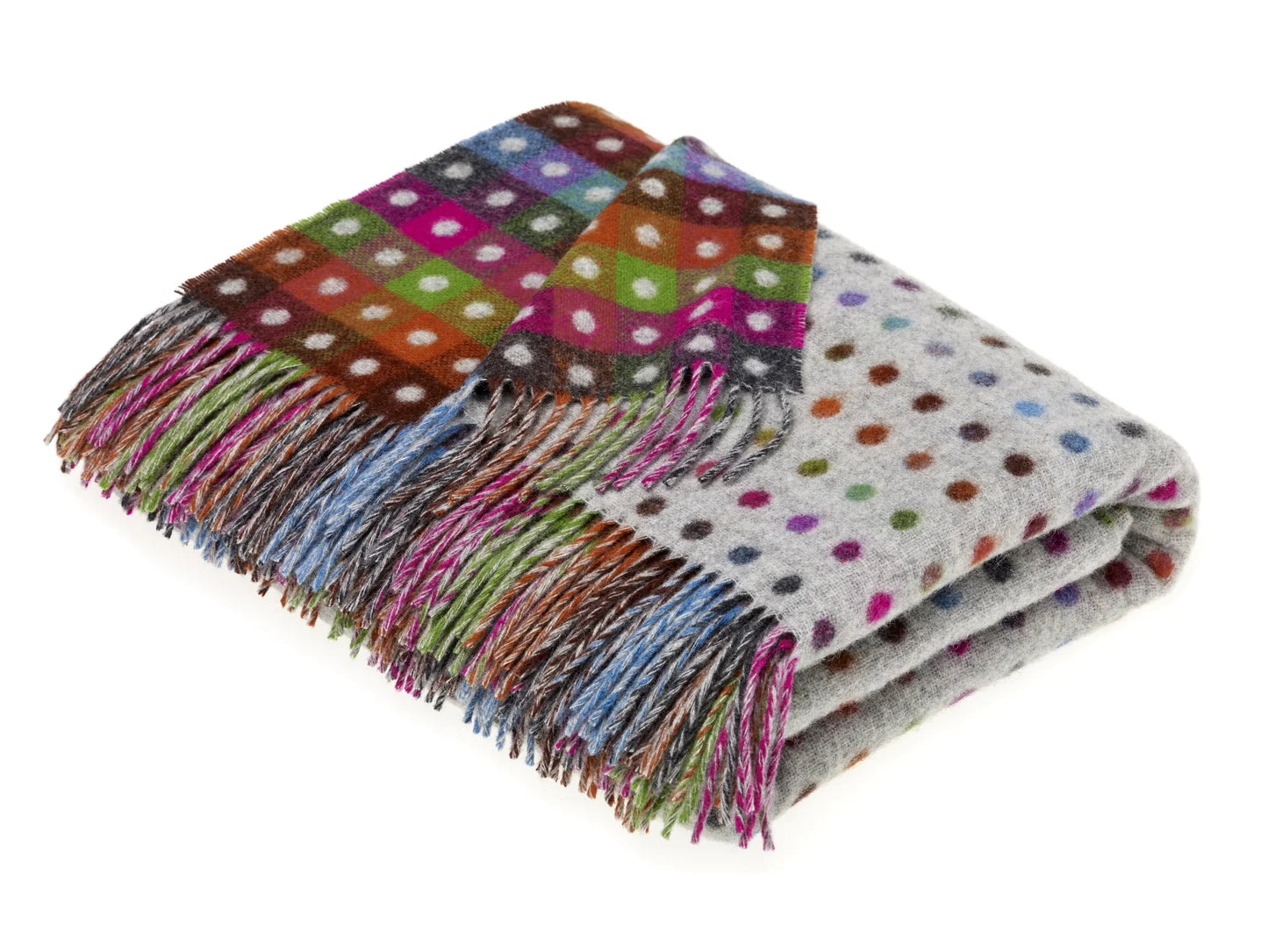 Multi Spot Grey Merino Wool Throw
