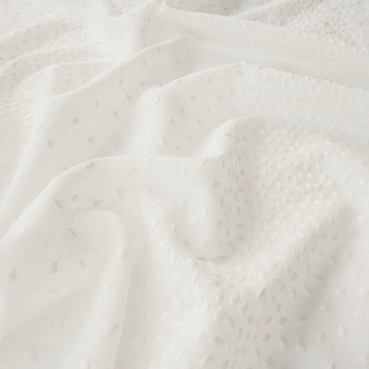 ivory embroidered fabric with leaves