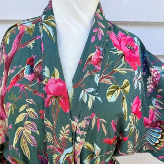 Paradise Diamond Kimono Robe - Ivy