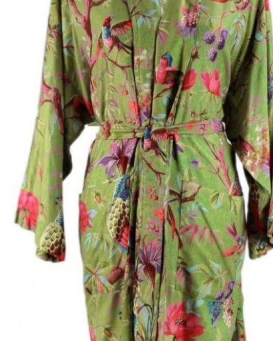 Paradise Moss Green Kimono Robe