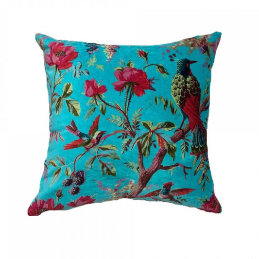 Paradise Sky Blue Velvet Cushion