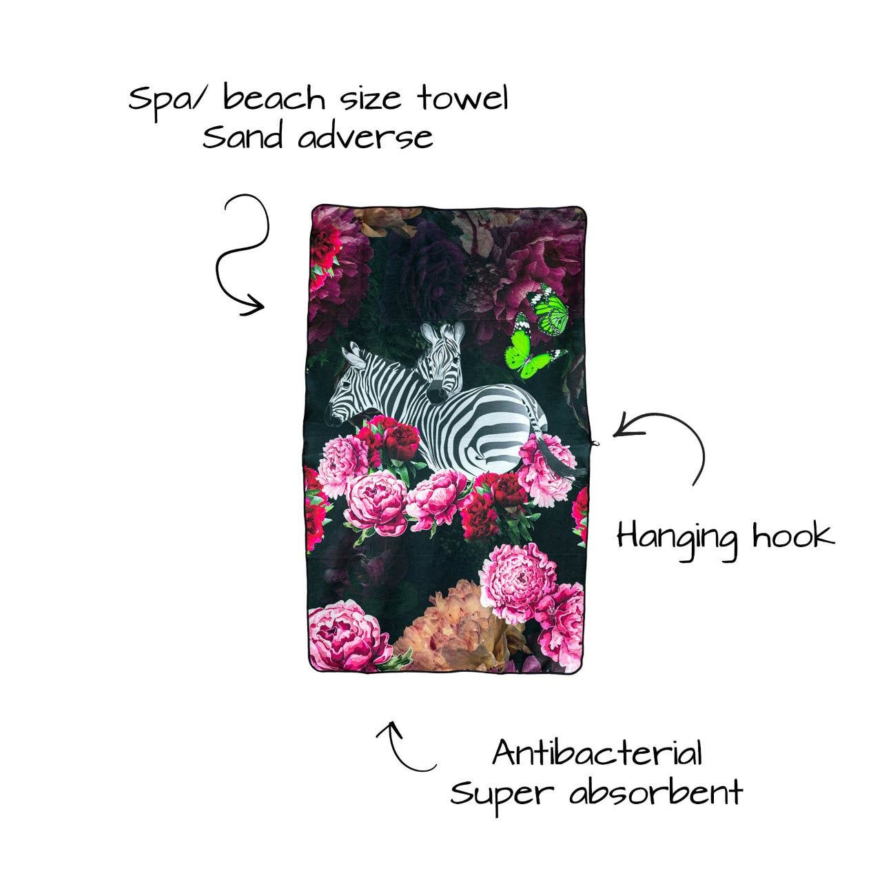 Zebra Rose Spa Towel - Victoria Jane