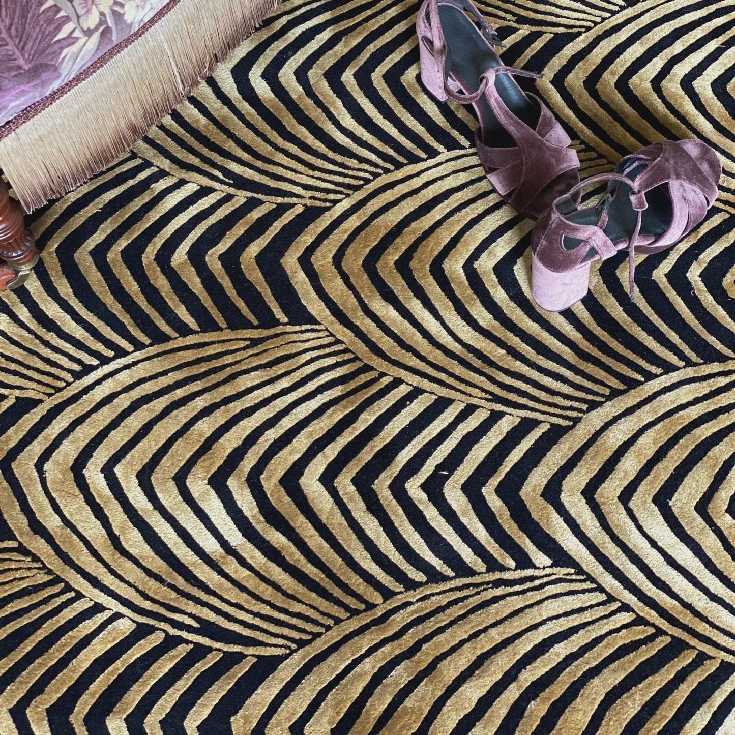 Wendy Morrison Plummage rug in gold and black