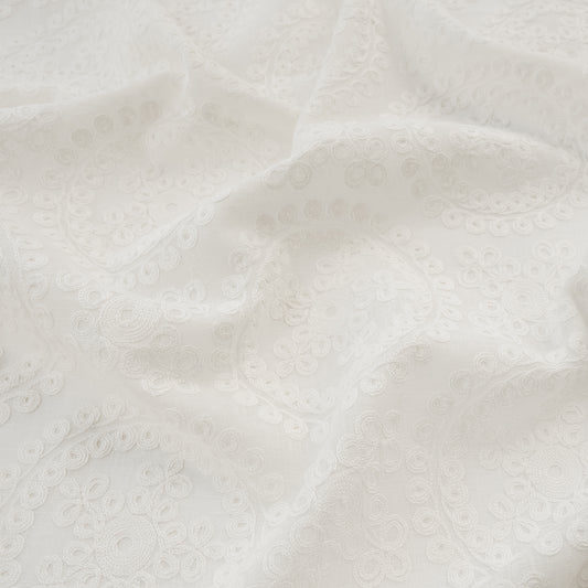 Close-up of white textured fabric
