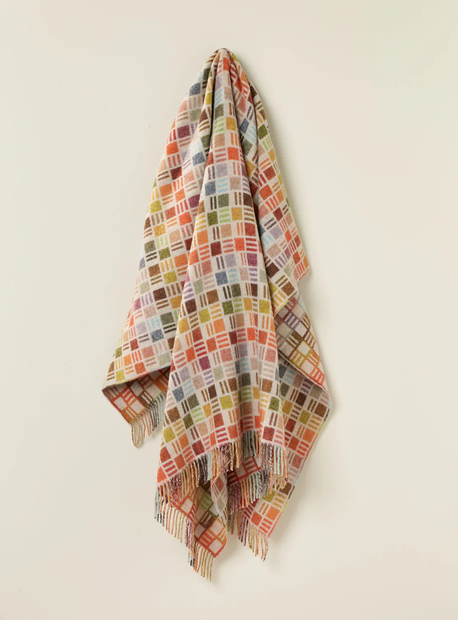Ribbon Multi Beige Merino Wool Throw