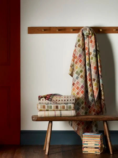 Ribbon Multi Beige Merino Wool Throw