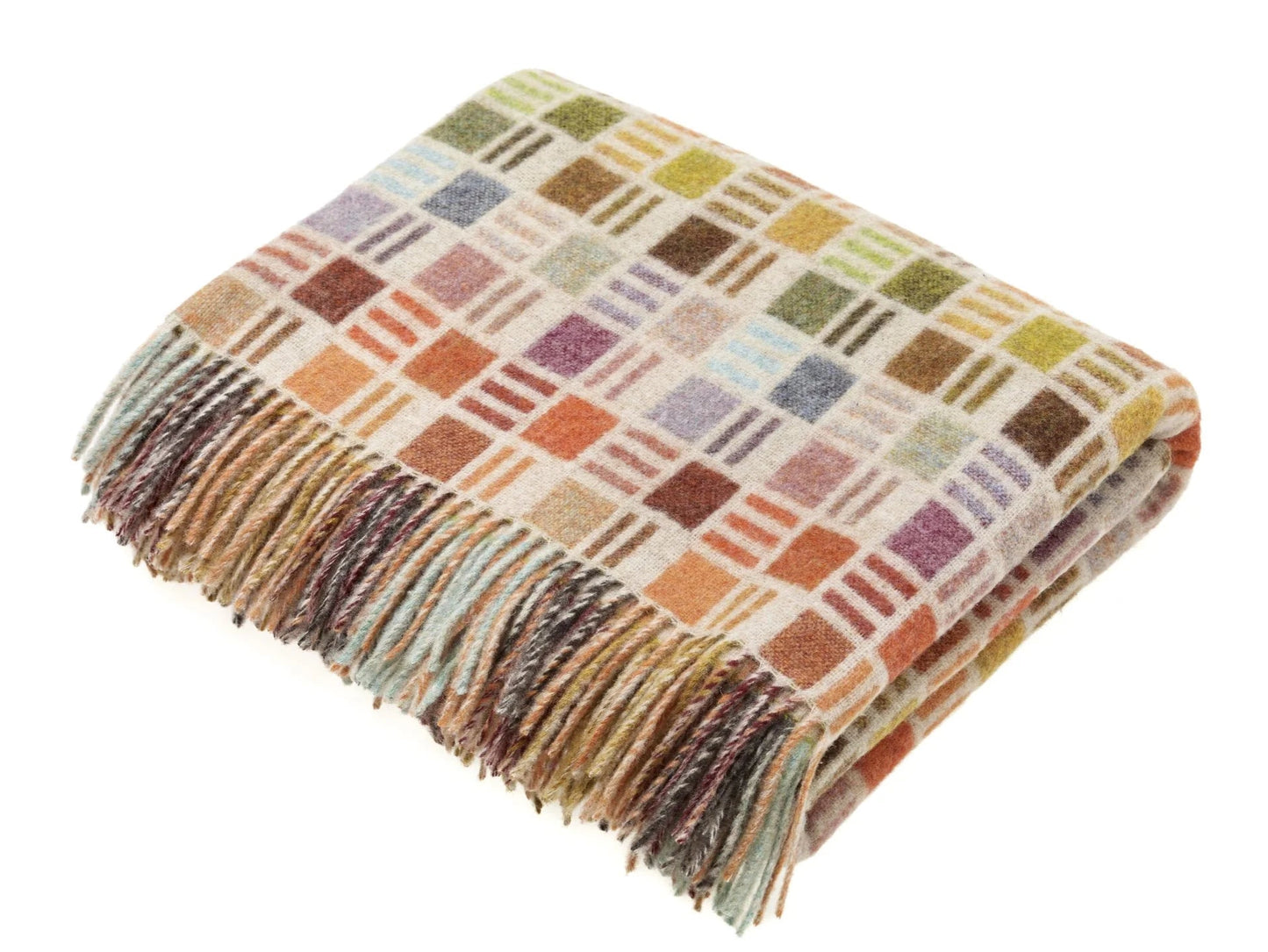 Ribbon Multi Beige Merino Wool Throw