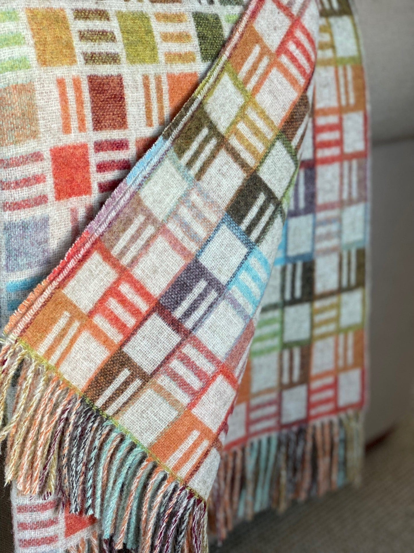 Ribbon Multi Beige Merino Wool Throw