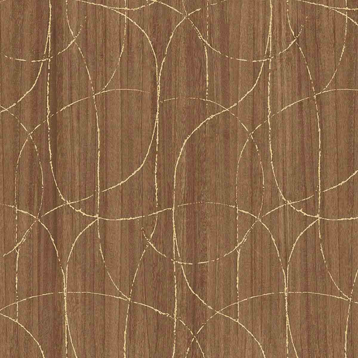 Brown wood grain texture with gold lines
