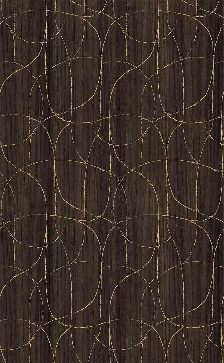 Dark brown wood grain pattern with gold lines