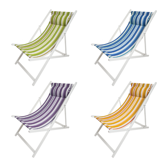 Four colorful striped deck chairs on a white background