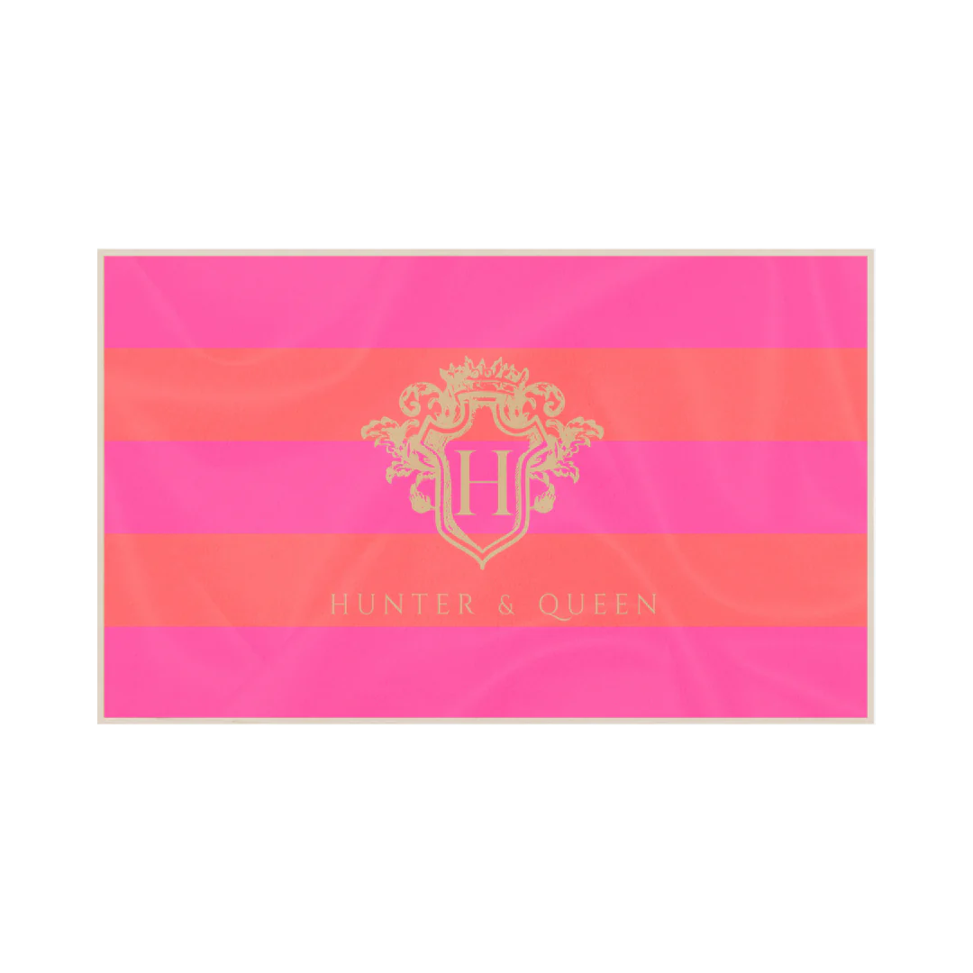 pink and peach striped picnic blanket