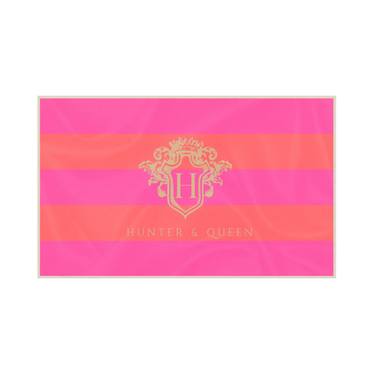 pink and peach striped picnic blanket