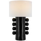 Tiglia table lamp with black base and 8 spherical orbs along the side