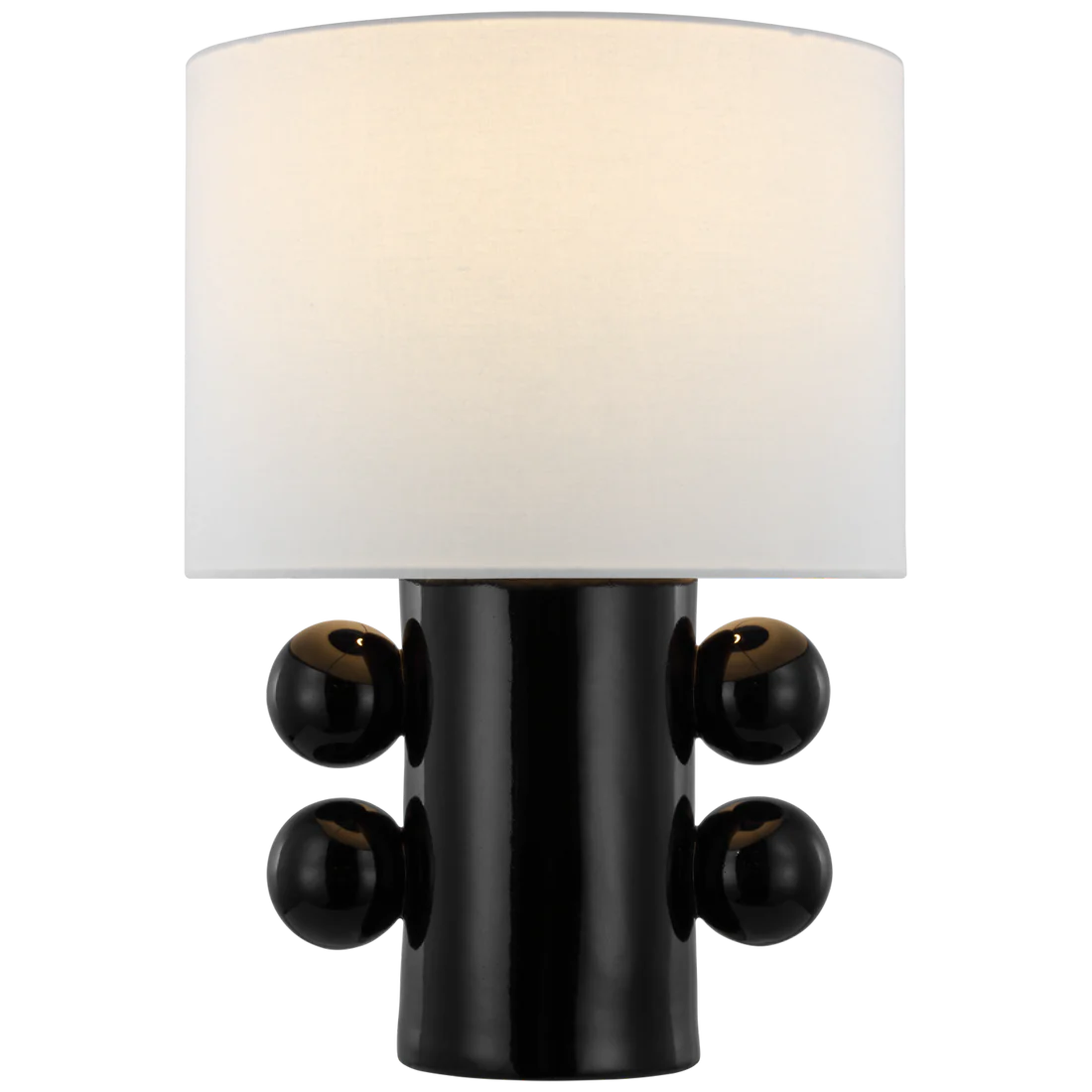 Tiglia table lamp, black base with 4 black orbs dotted on it