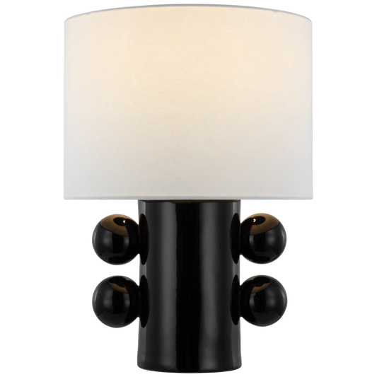 Tiglia table lamp, black base with 4 black orbs dotted on it