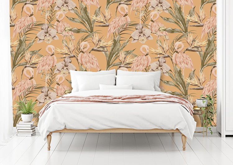 Tropical Shore Flamingo Wallpaper Mural