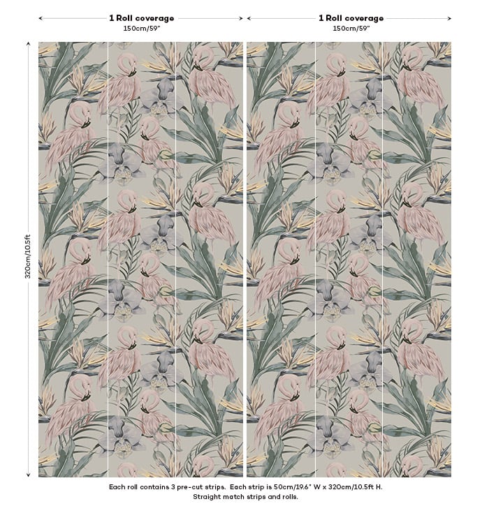 Tropical Shore Flamingo Wallpaper Mural