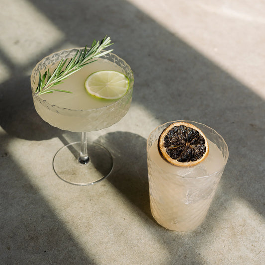 Zafferano Veneziano Mixology Tumbler and champagne goblet