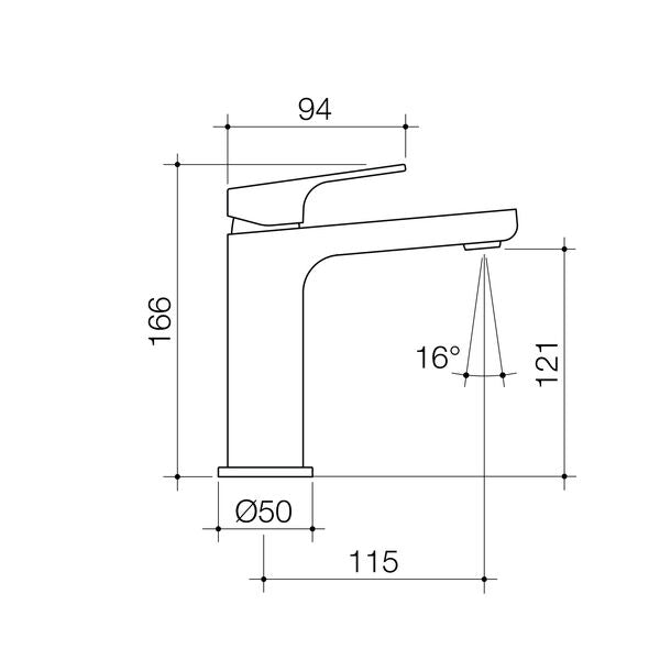 Waipori MK2 Basin Mixer Specifications and measurements